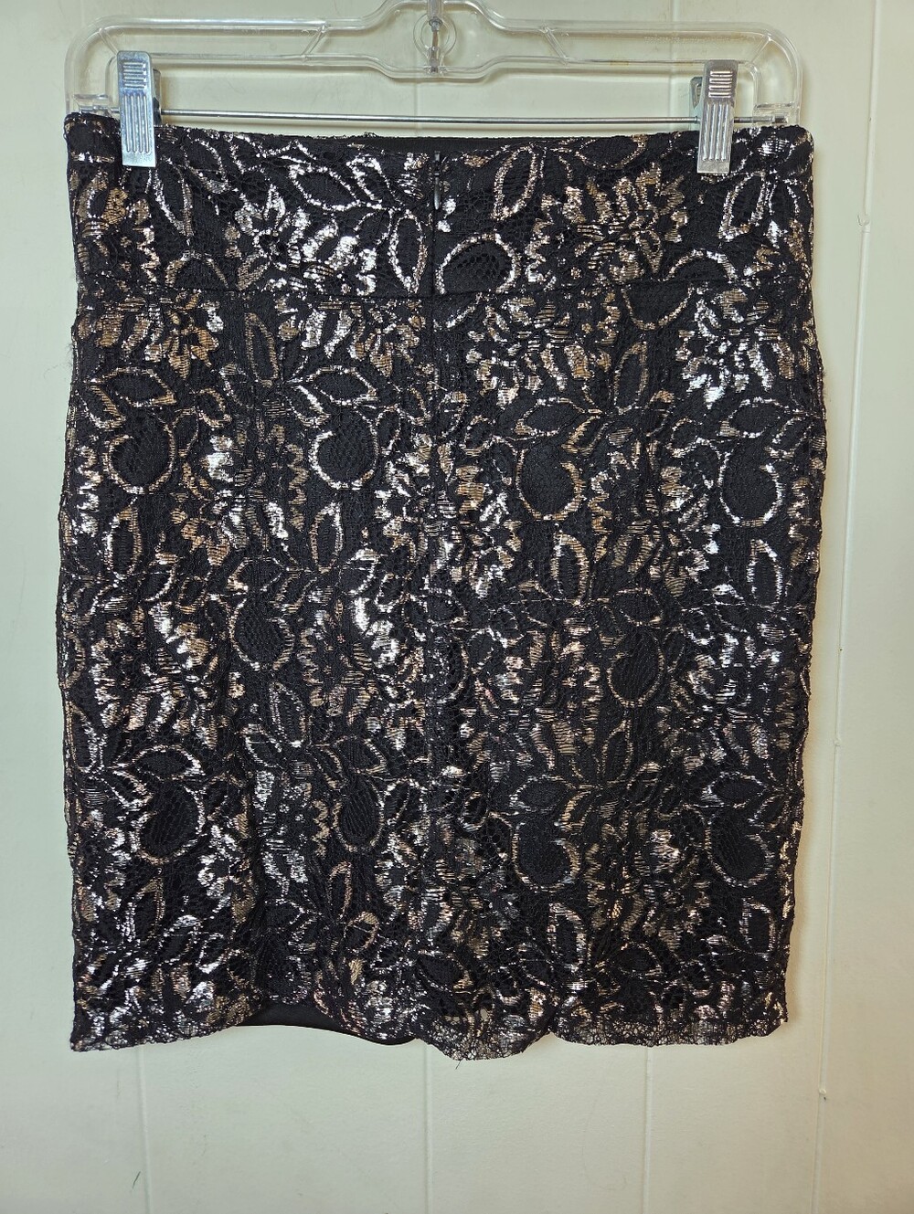 Dots Womens Black Mini Skirt Metallic Floral Mesh Size 7/8